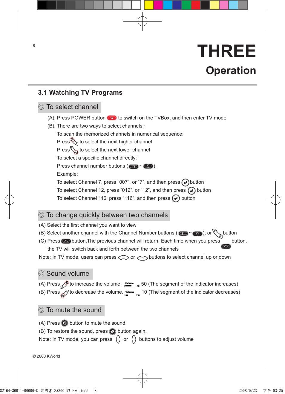 Three, Operation | KWorld SA300-A HDMI User Manual | Page 8 / 12