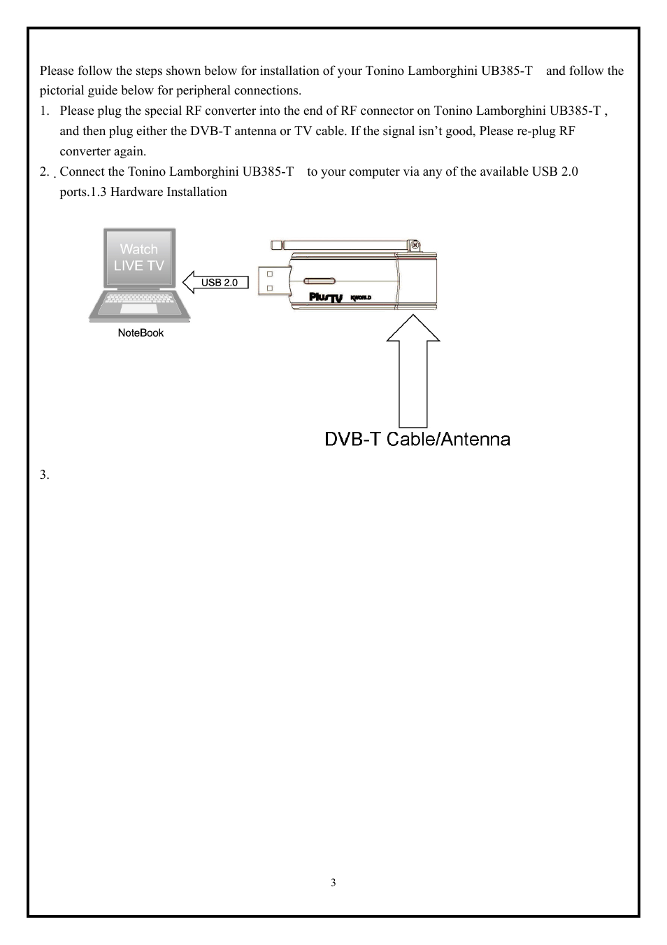 3 hardware installation | KWorld UB385-T User Manual | Page 3 / 10