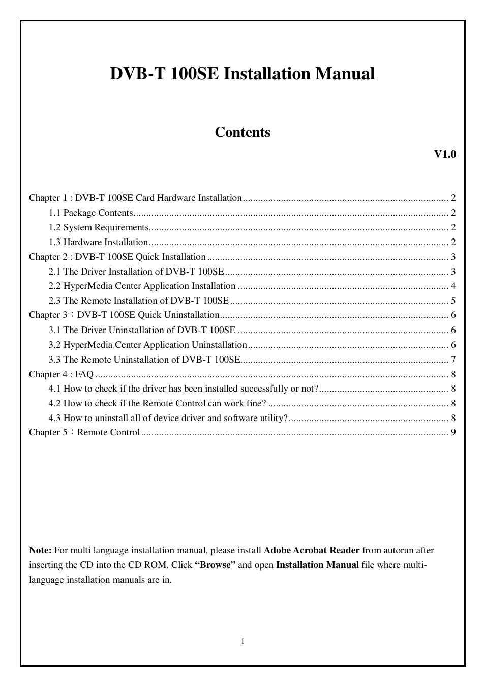 KWorld KW-DVB-T 100SE User Manual | 9 pages