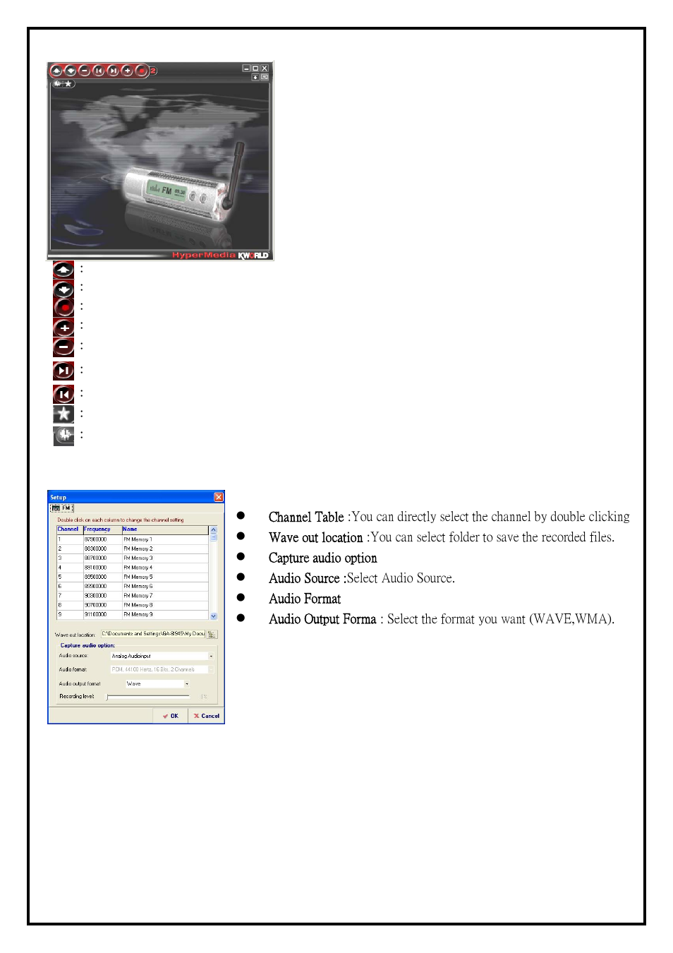 2 fm basic function, 3 setup | KWorld HyperMedia Center V3-5 User Manual | Page 15 / 24