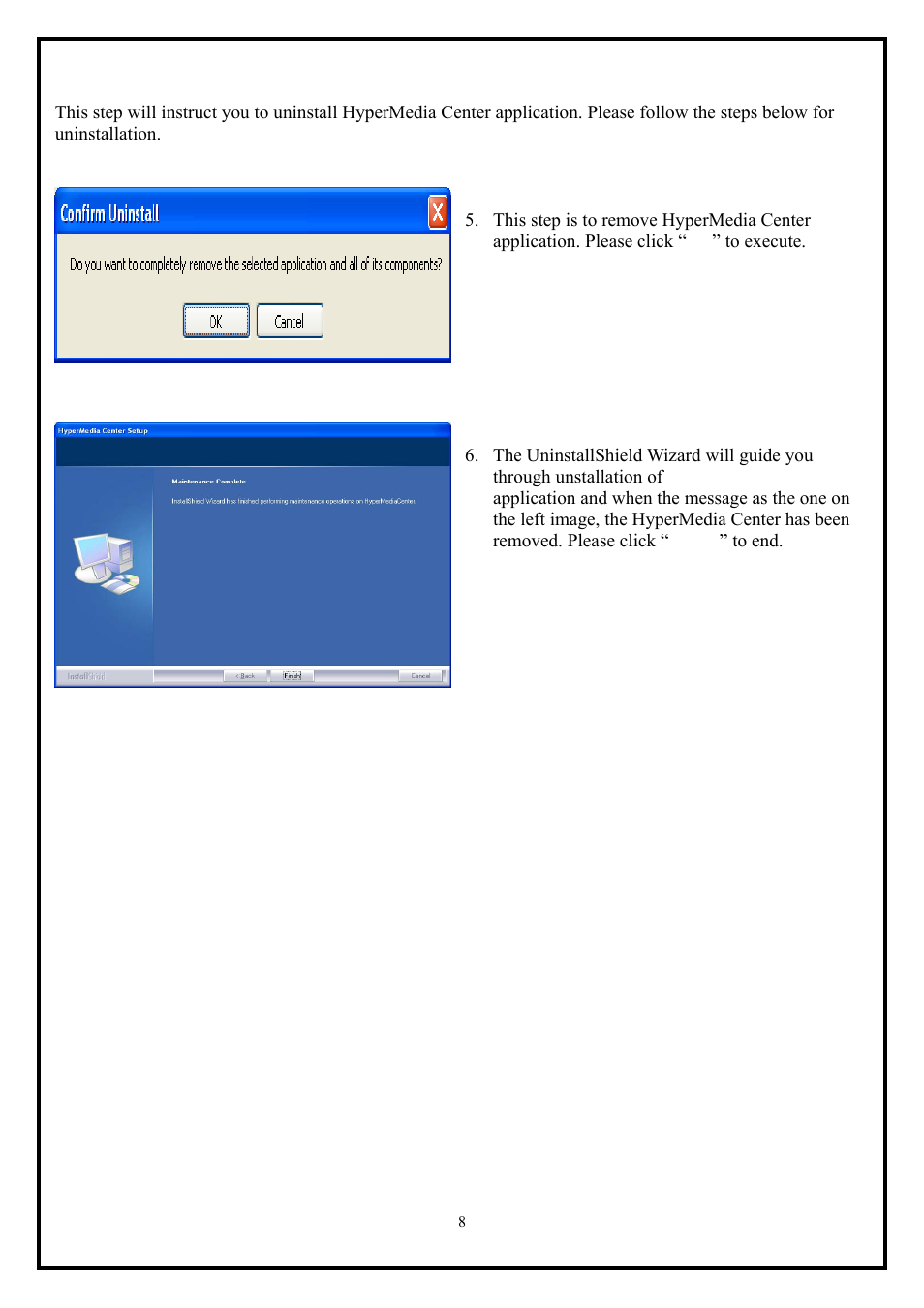 2 hypermedia center application uninstallation | KWorld IPTV UB310 User Manual | Page 8 / 9