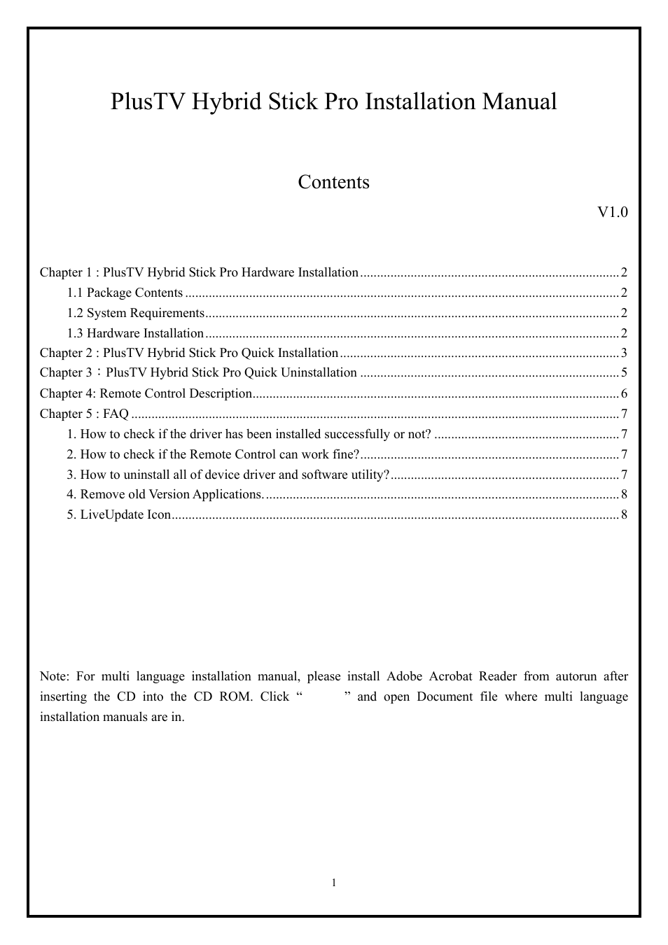 KWorld KW-DVBT 325U User Manual | 8 pages