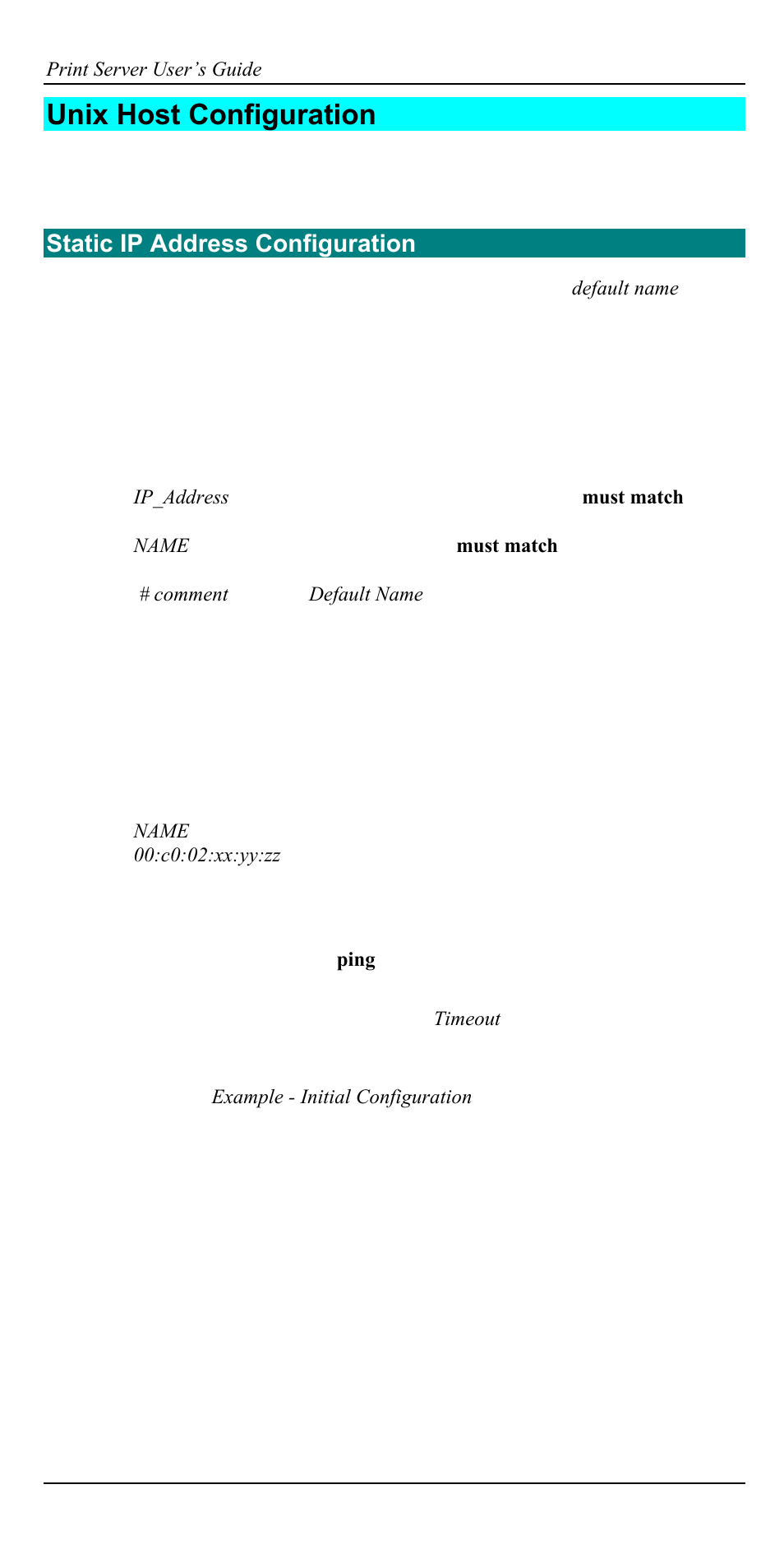 Unix host configuration, Static ip address configuration | Accton Technology EN2024-6 User Manual | Page 34 / 121