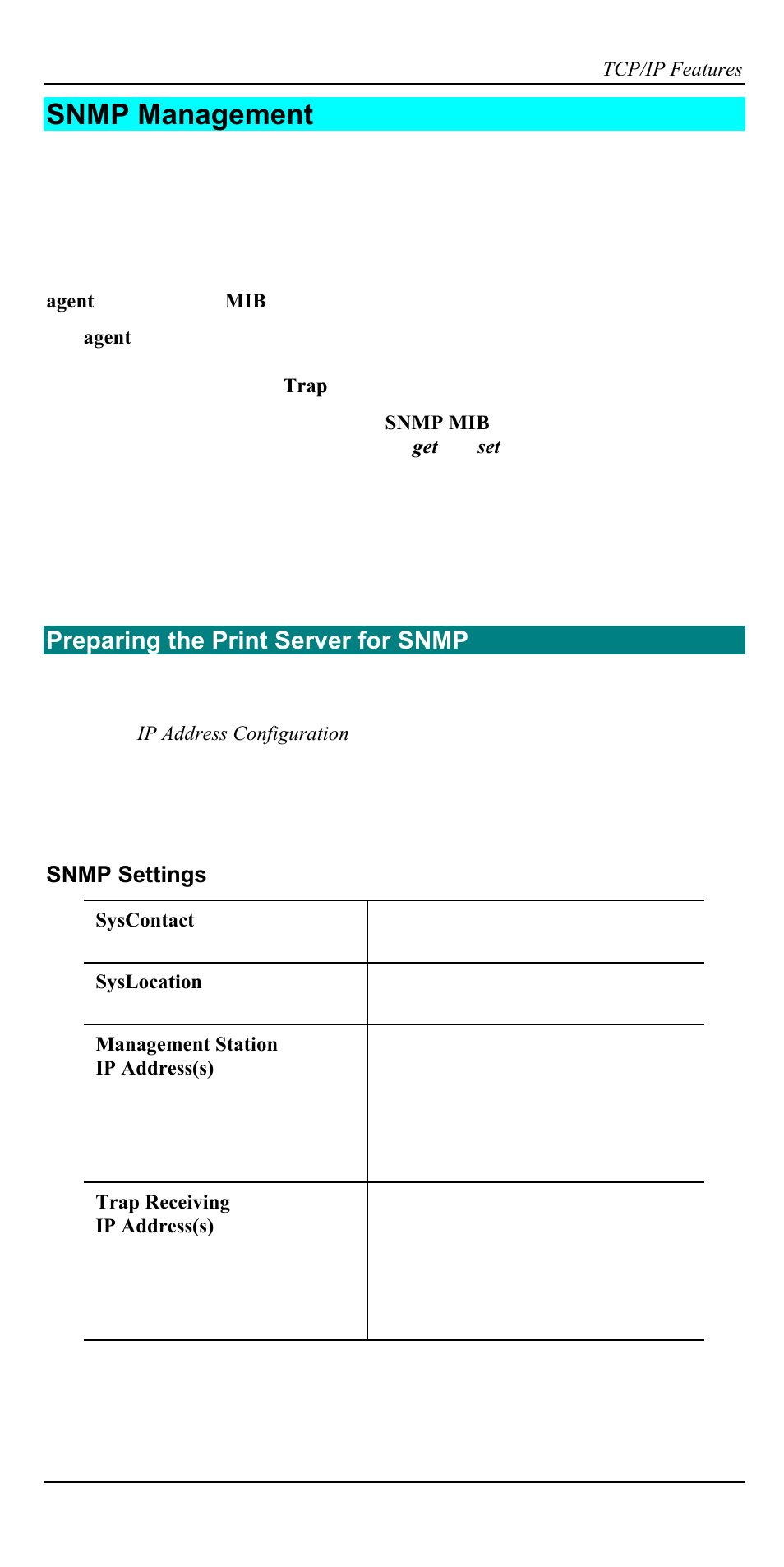 Snmp management, Preparing the print server for snmp | Accton Technology EN2024-6 User Manual | Page 53 / 121