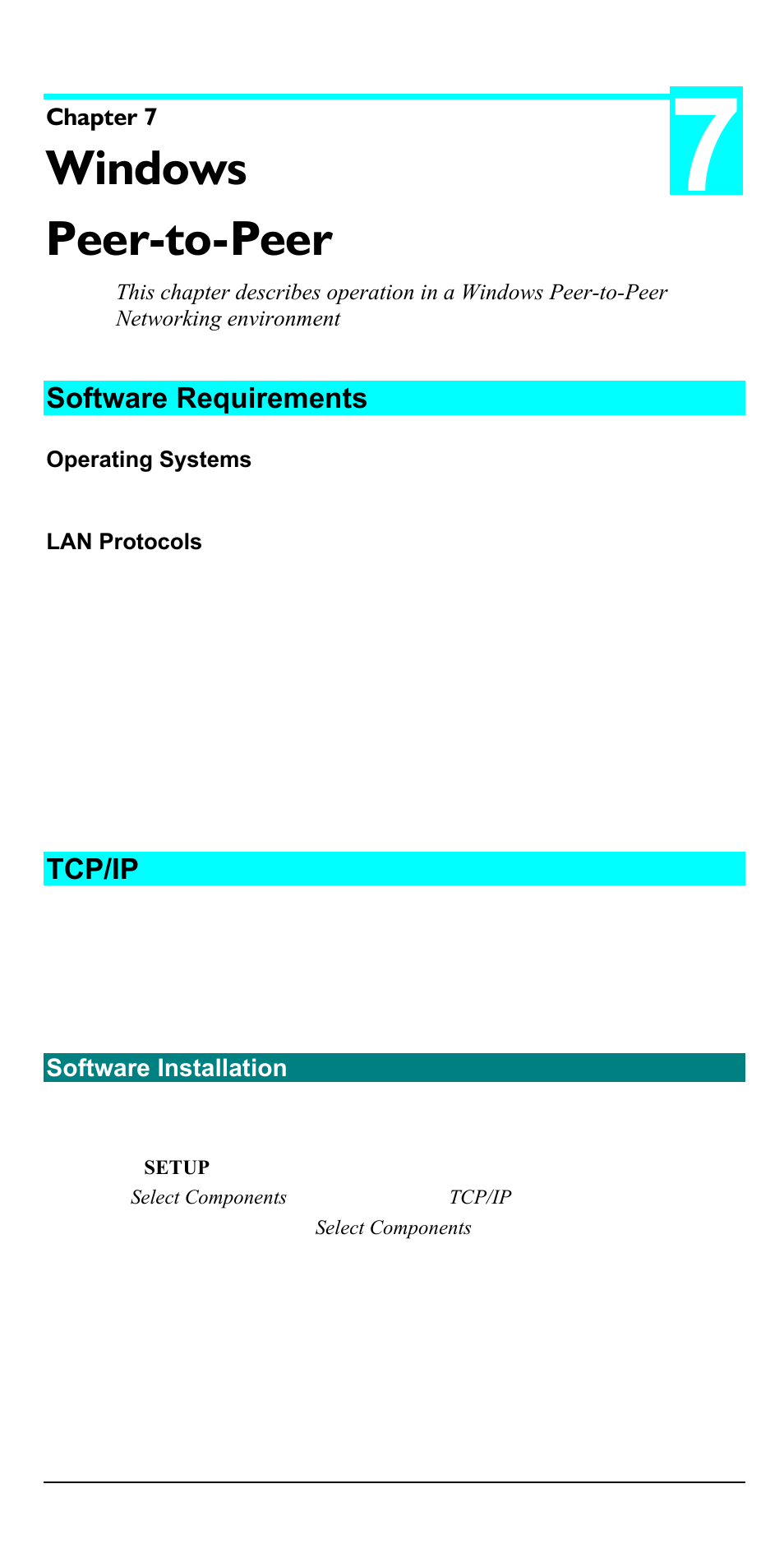 Windows peer-to-peer, Software requirements, Tcp/ip | Accton Technology EN2024-6 User Manual | Page 56 / 121