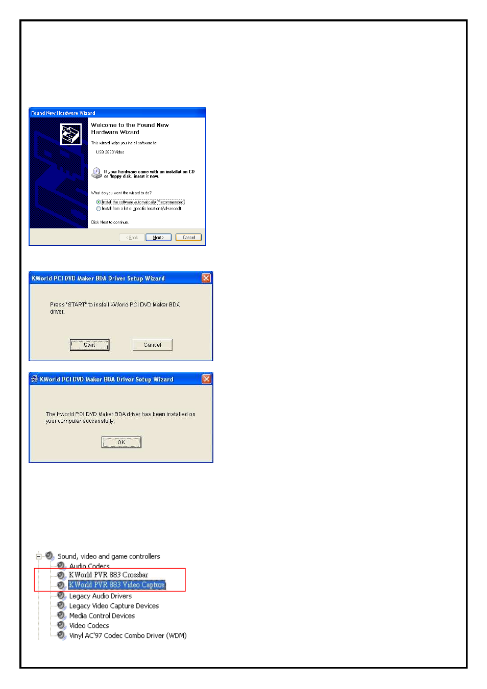 Chapter 2 : dv/av 883 utilities and drivers setup | KWorld DV/AV 883 User Manual | Page 3 / 3