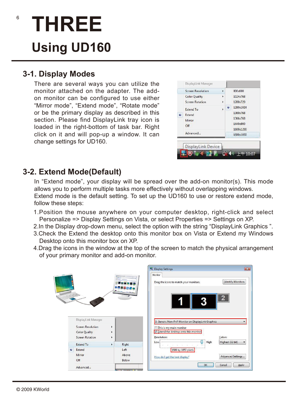 Three, Using ud160 | KWorld UD160 User Manual | Page 6 / 14