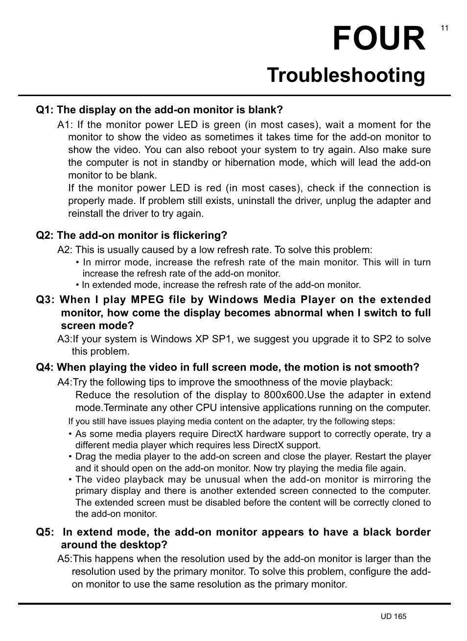 Four, Troubleshooting | KWorld UD165 User Manual | Page 11 / 14