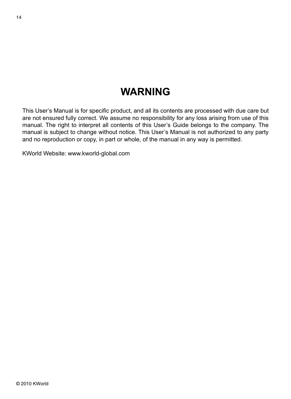 Warning | KWorld UD165 User Manual | Page 14 / 14