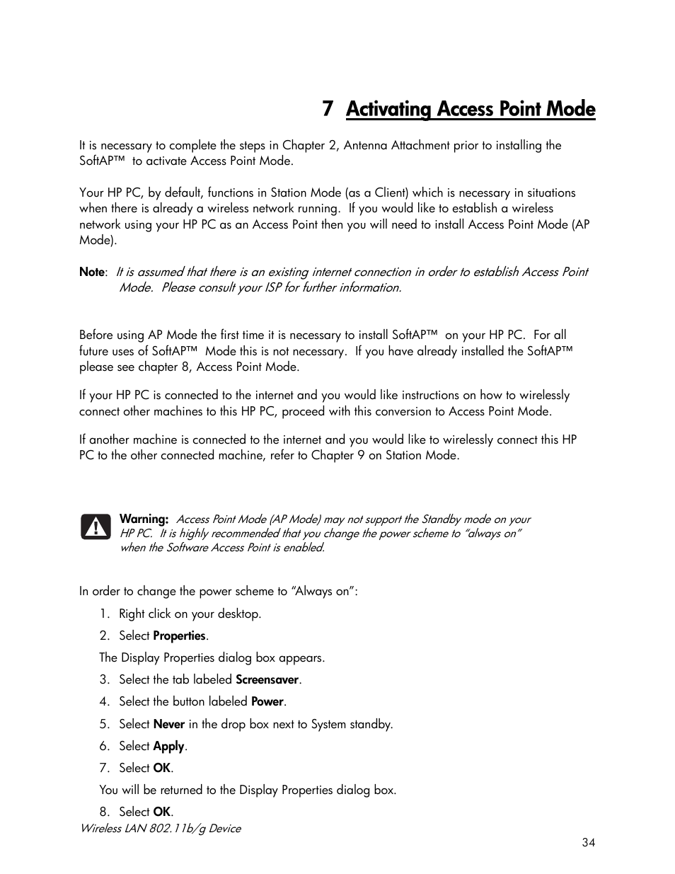 7 activating access point mode | Accton Technology Wireless LAN 802.11b/g Device WN4201B User Manual | Page 34 / 97