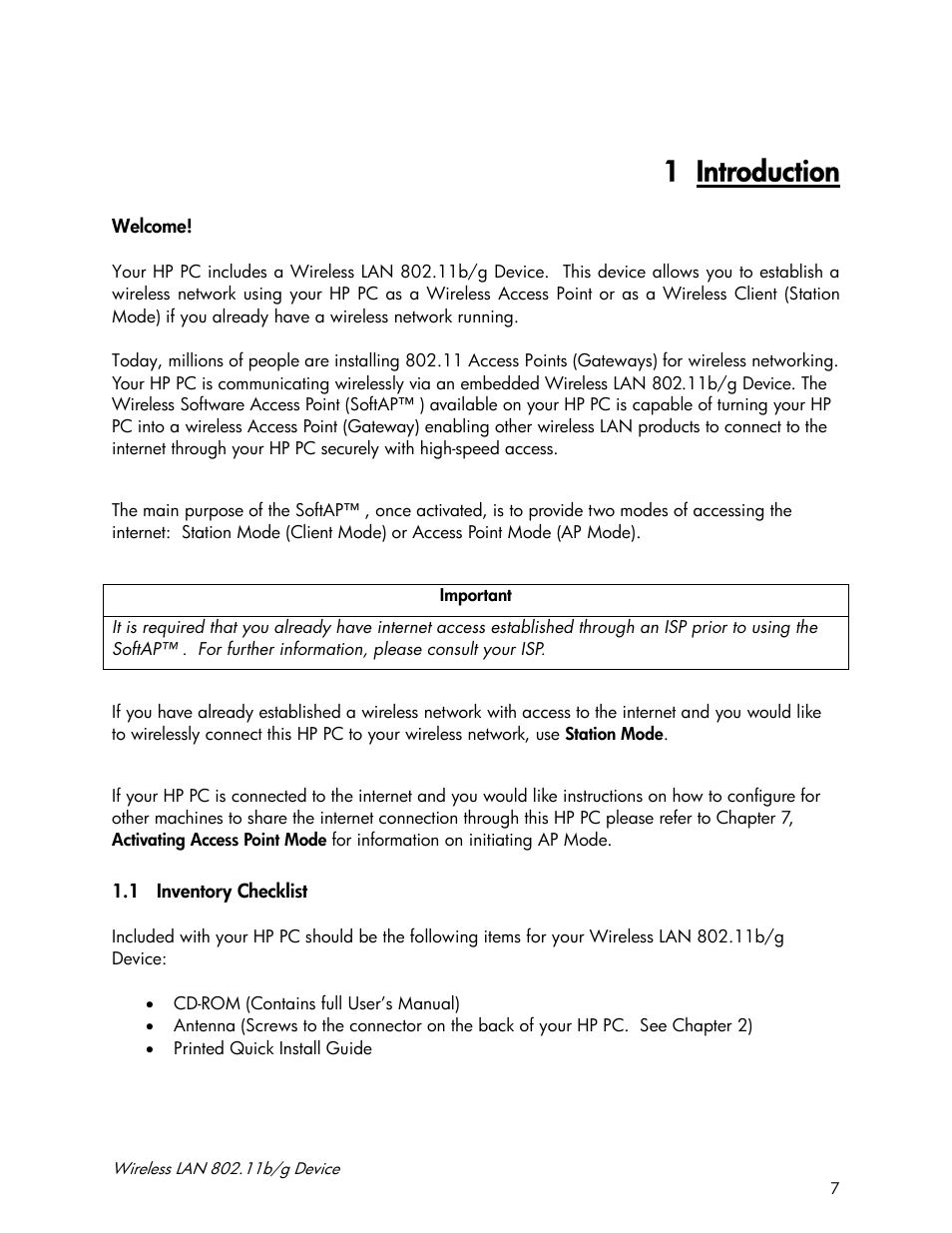 1 introduction | Accton Technology Wireless LAN 802.11b/g Device WN4201B User Manual | Page 7 / 97