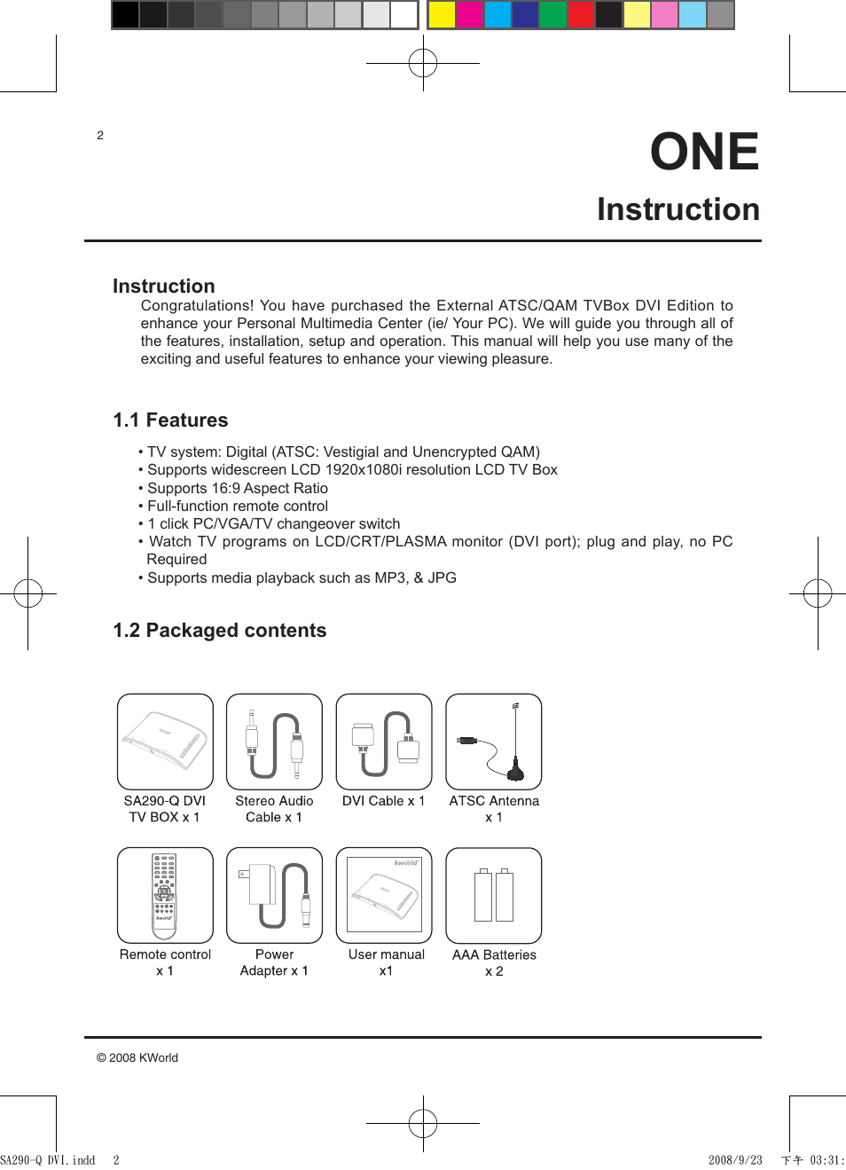 Instruction | KWorld SA290-Q DVI User Manual | Page 2 / 12