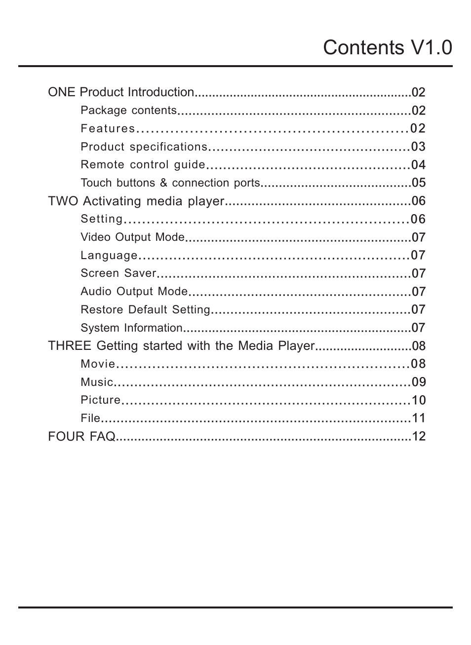 Contents v1.0 | KWorld M130 User Manual | Page 2 / 16