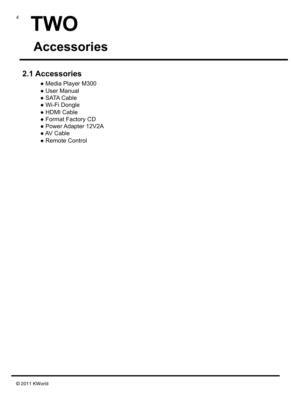 Accessories | KWorld M300 User Manual | Page 5 / 23