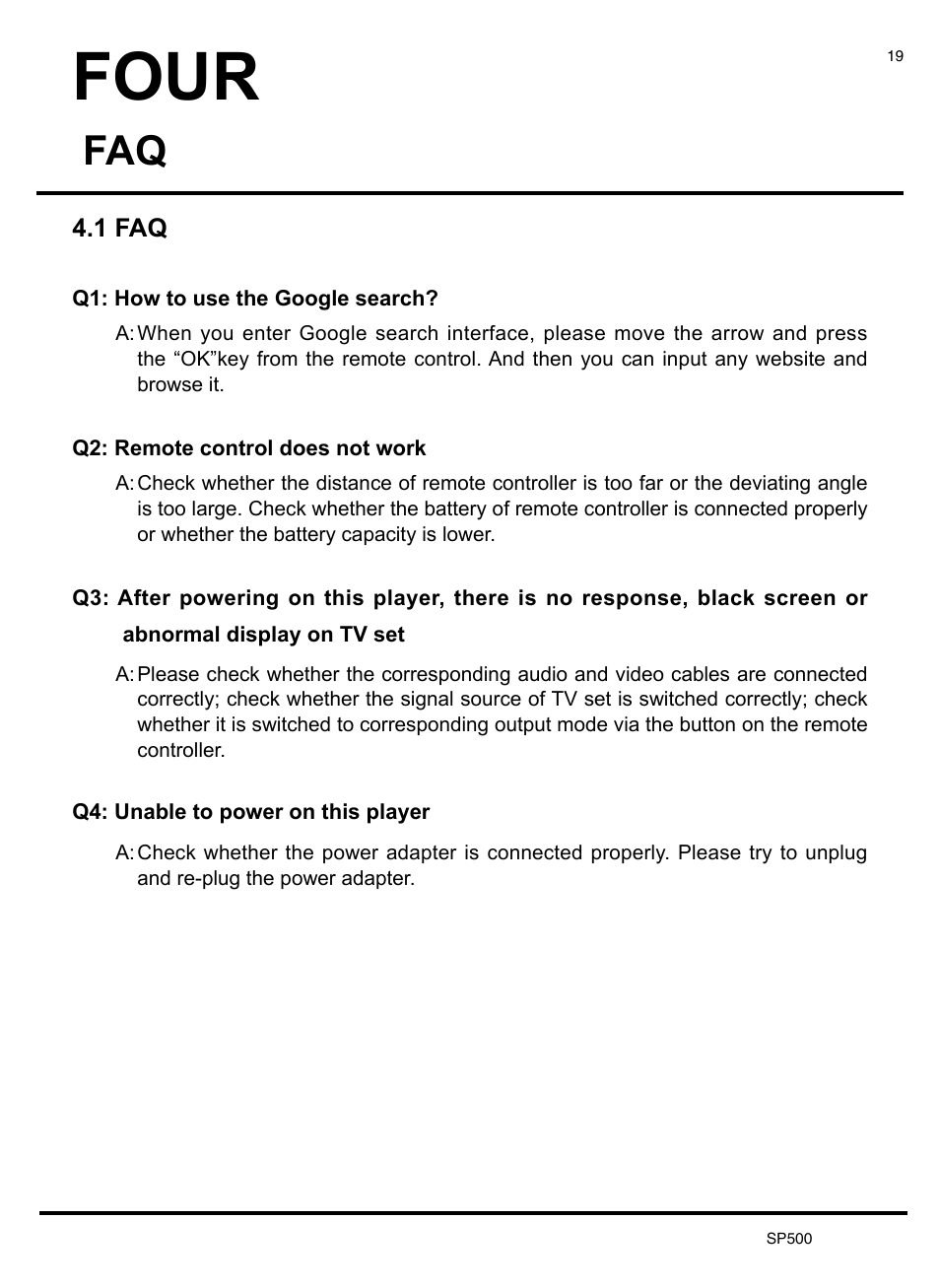 Four | KWorld SP500 User Manual | Page 20 / 23