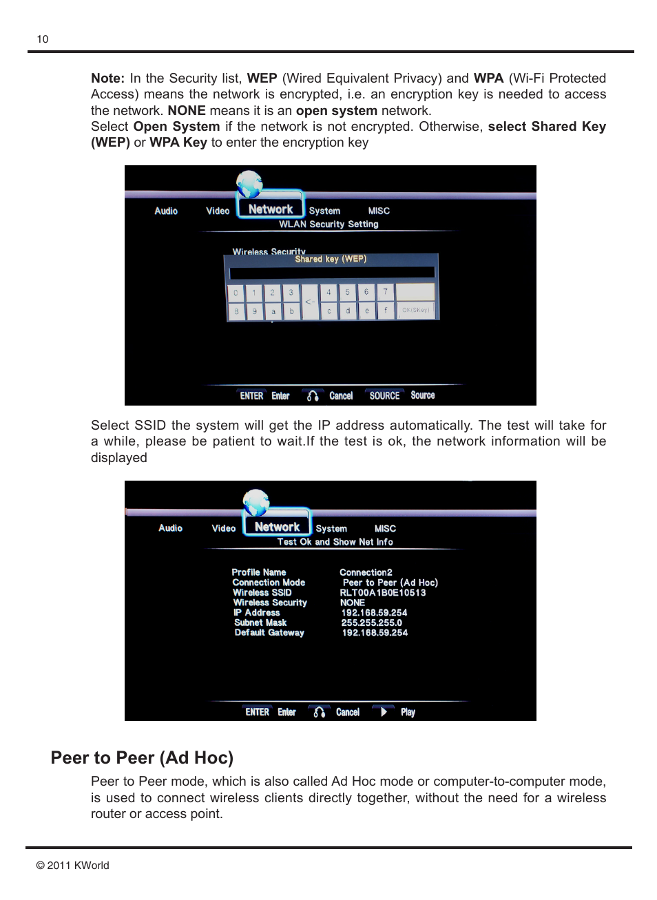 Peer to peer (ad hoc) | KWorld M210 User Manual | Page 11 / 38