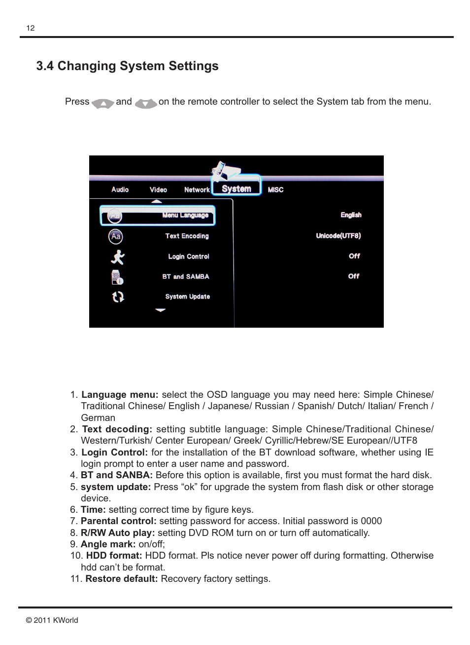 4 changing system settings | KWorld M210 User Manual | Page 13 / 38