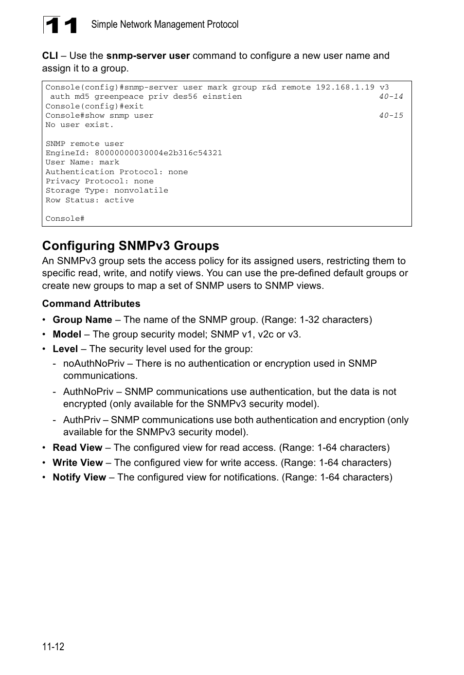 Configuring snmpv3 groups | Accton Technology Direk Tronik ES4524D User Manual | Page 112 / 588