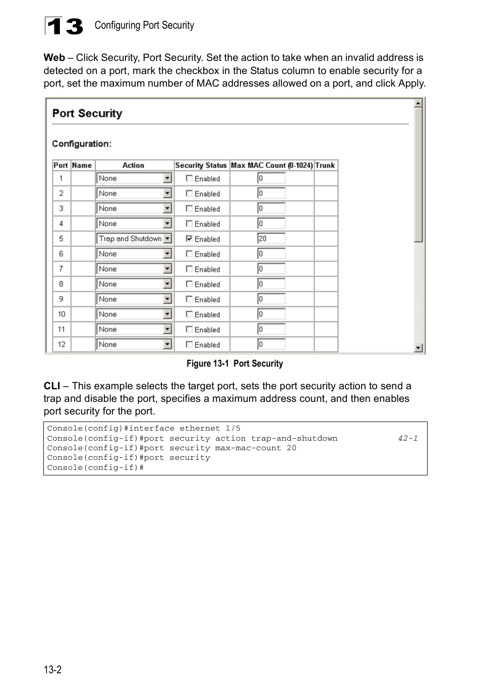 Figure 13-1, Port security | Accton Technology Direk Tronik ES4524D User Manual | Page 134 / 588