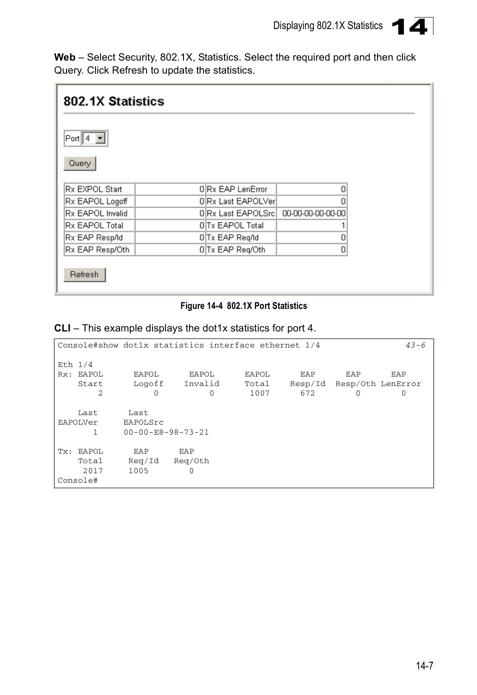 Figure 14-4, 1x port statistics | Accton Technology Direk Tronik ES4524D User Manual | Page 141 / 588