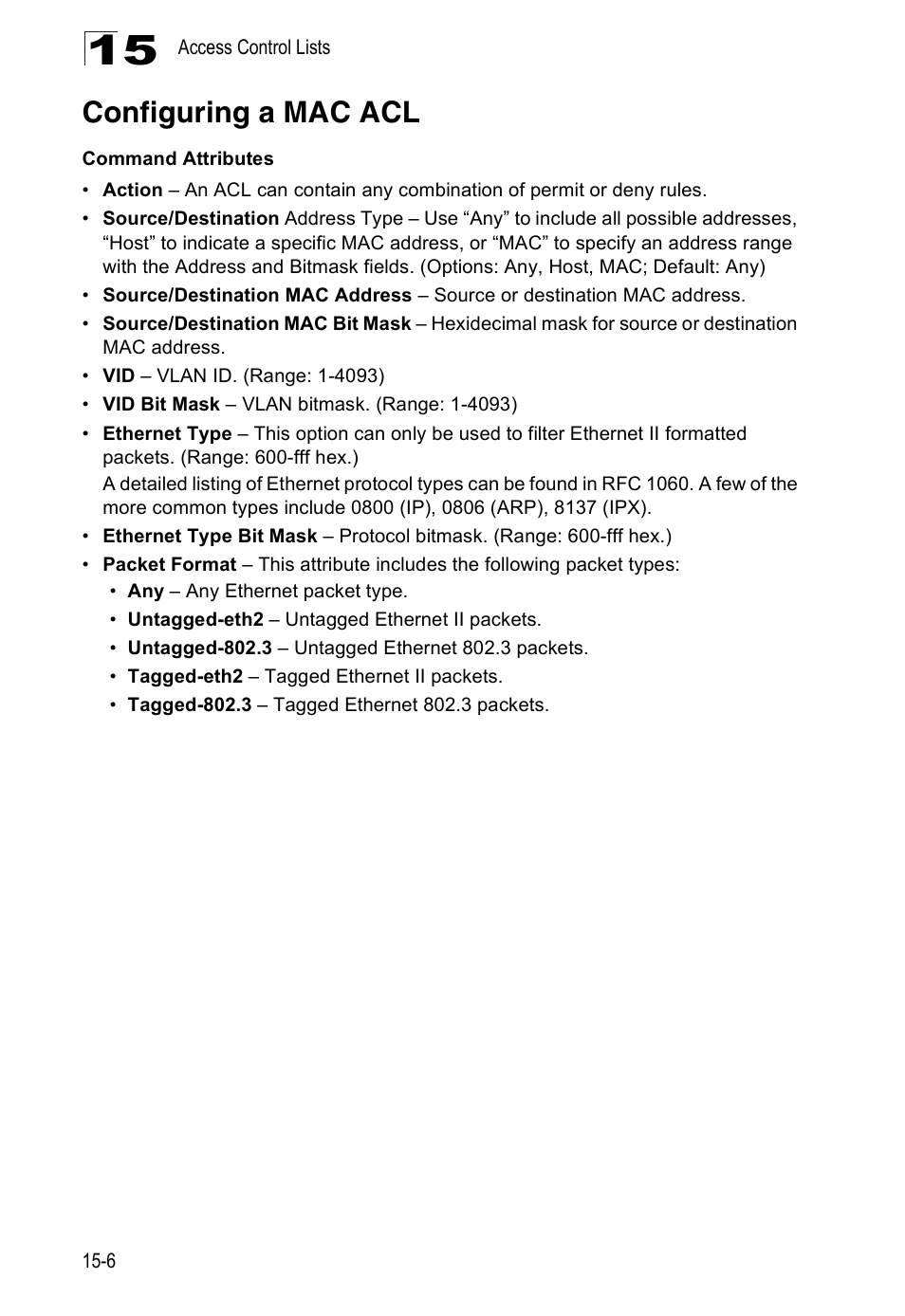 Configuring a mac acl | Accton Technology Direk Tronik ES4524D User Manual | Page 148 / 588