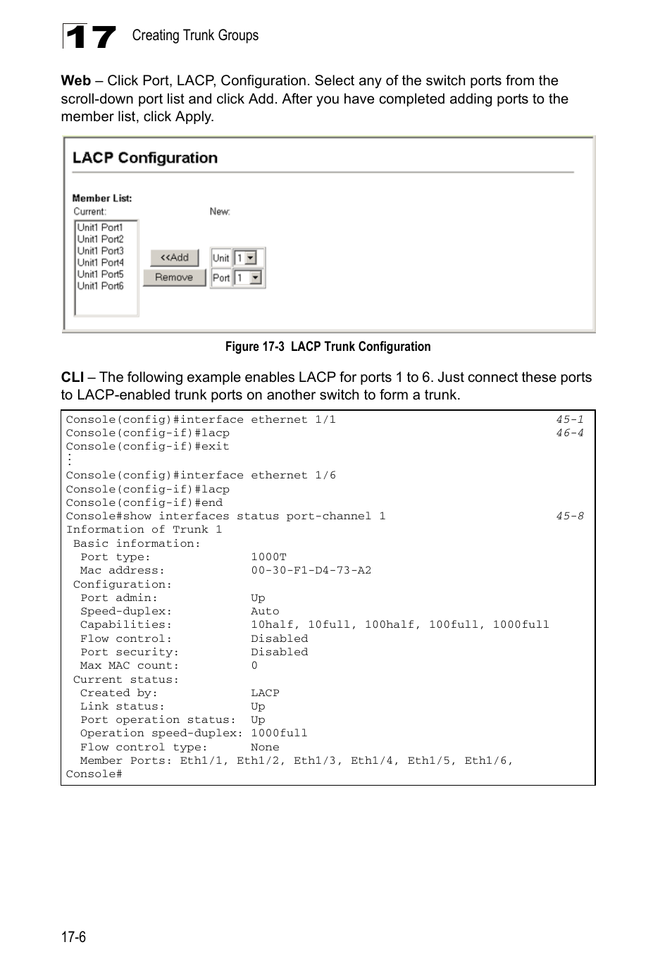 Figure 17-3, Lacp trunk configuration | Accton Technology Direk Tronik ES4524D User Manual | Page 170 / 588