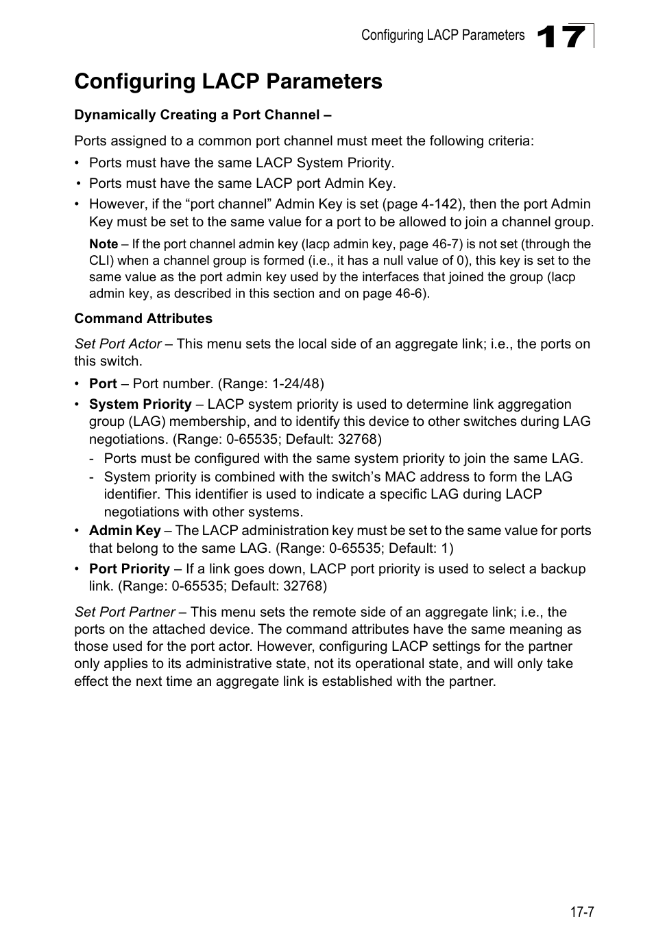 Configuring lacp parameters | Accton Technology Direk Tronik ES4524D User Manual | Page 171 / 588