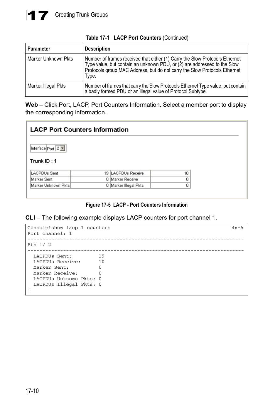 Figure 17-5, Lacp - port counters information | Accton Technology Direk Tronik ES4524D User Manual | Page 174 / 588