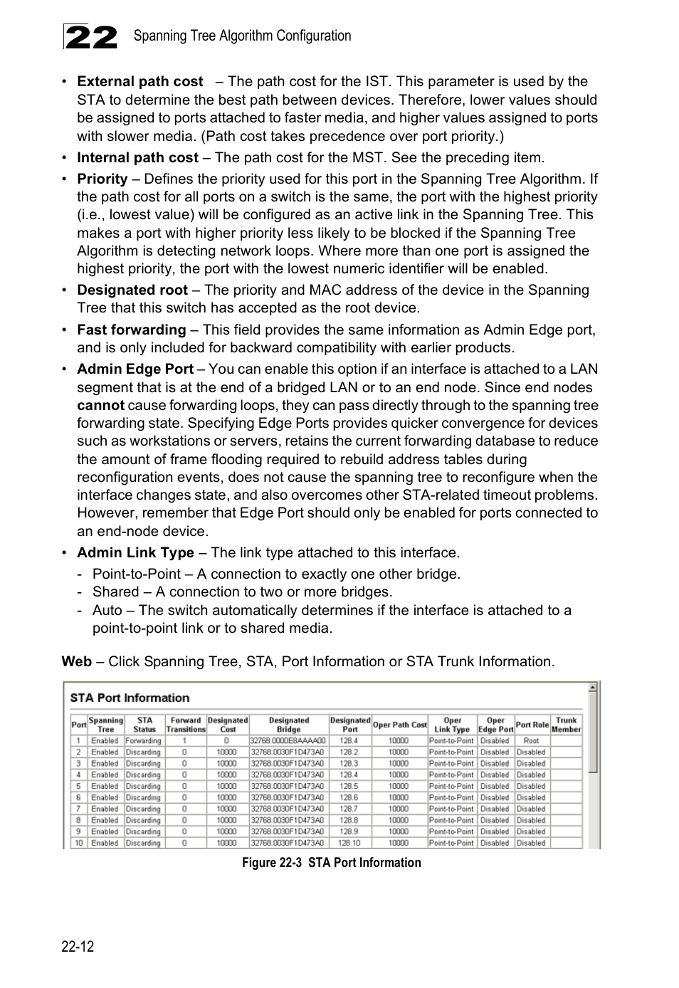 Figure 22-3, Sta port information | Accton Technology Direk Tronik ES4524D User Manual | Page 200 / 588