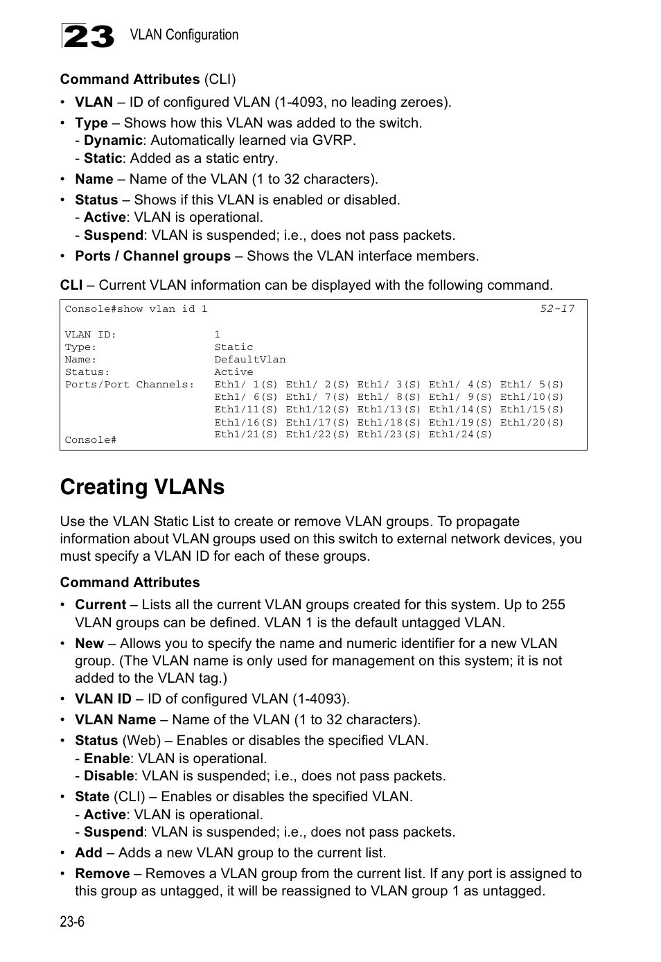 Creating vlans | Accton Technology Direk Tronik ES4524D User Manual | Page 214 / 588