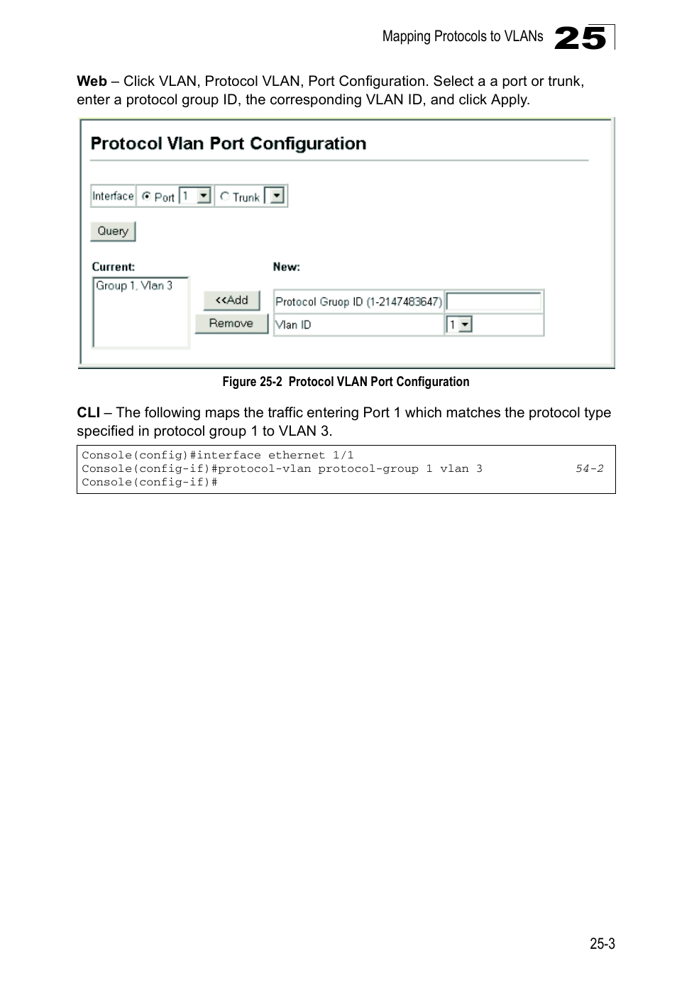 Figure 25-2, Protocol vlan port configuration | Accton Technology Direk Tronik ES4524D User Manual | Page 231 / 588