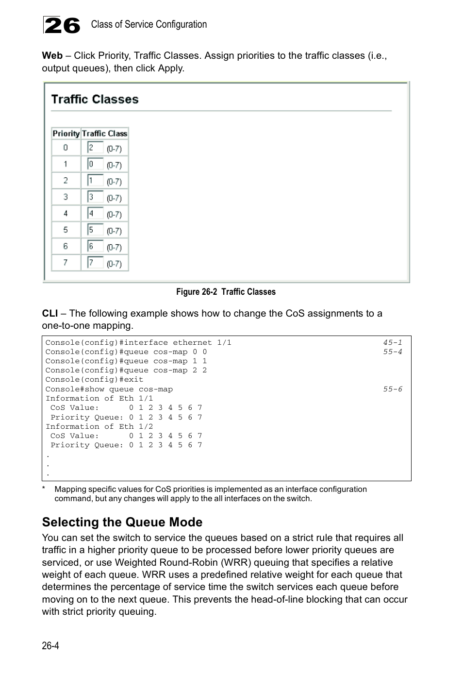 Selecting the queue mode, Figure 26-2, Traffic classes | Accton Technology Direk Tronik ES4524D User Manual | Page 236 / 588