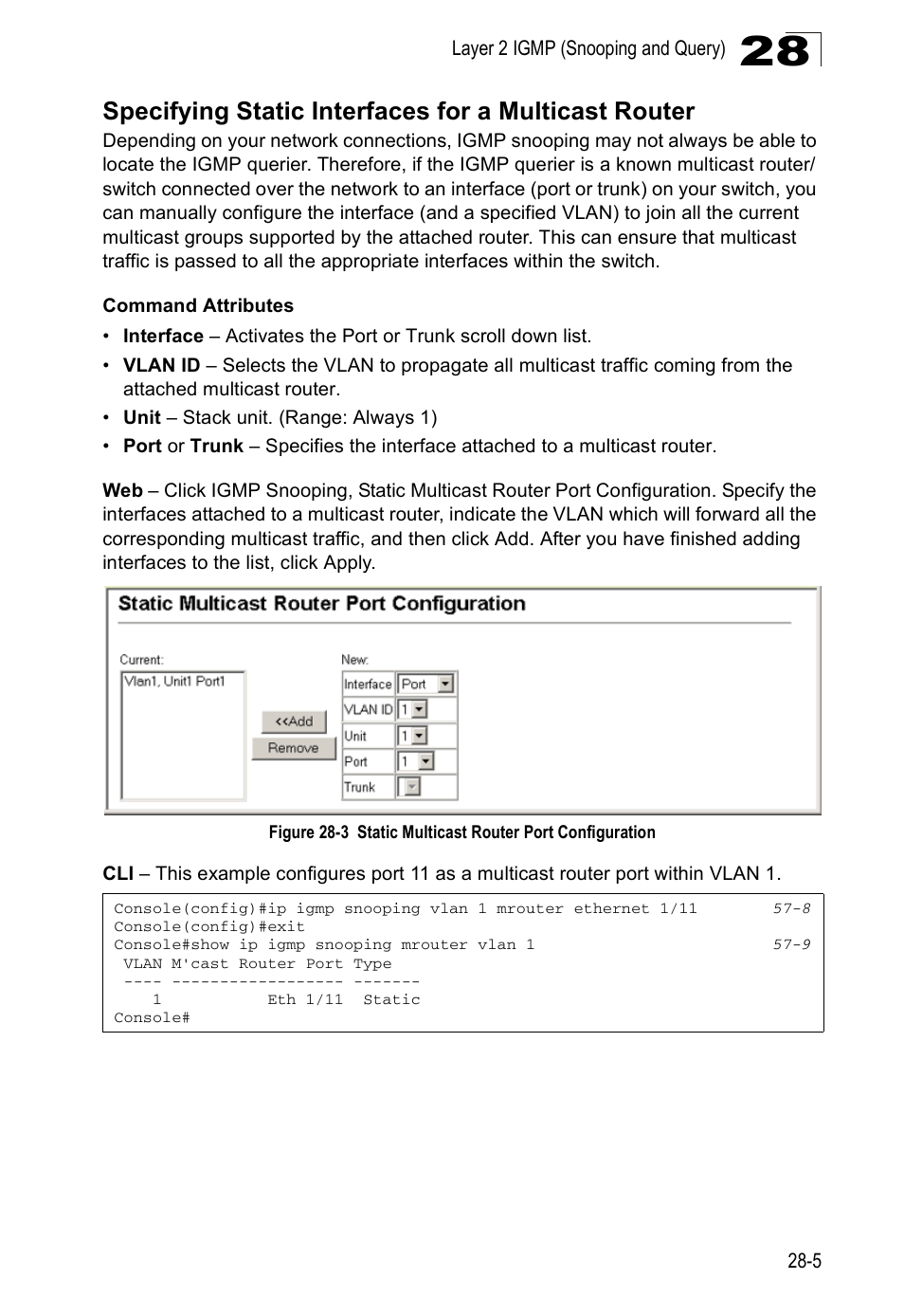 Figure 28-3, Static multicast router port configuration | Accton Technology Direk Tronik ES4524D User Manual | Page 257 / 588