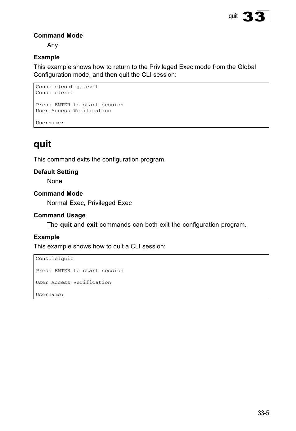Quit | Accton Technology Direk Tronik ES4524D User Manual | Page 289 / 588