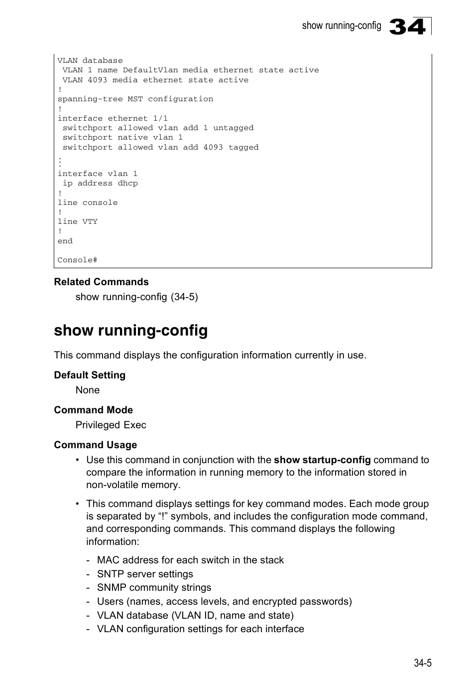 Show running-config | Accton Technology Direk Tronik ES4524D User Manual | Page 295 / 588