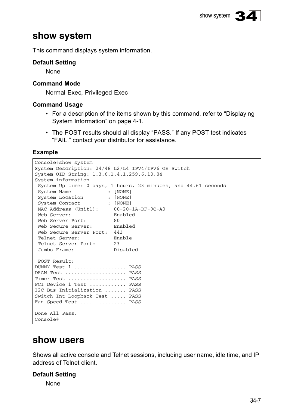 Show system, Show users | Accton Technology Direk Tronik ES4524D User Manual | Page 297 / 588