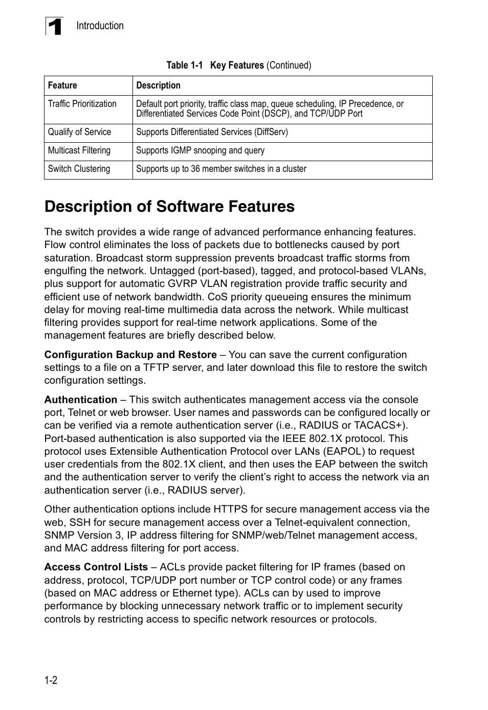 Description of software features | Accton Technology Direk Tronik ES4524D User Manual | Page 30 / 588