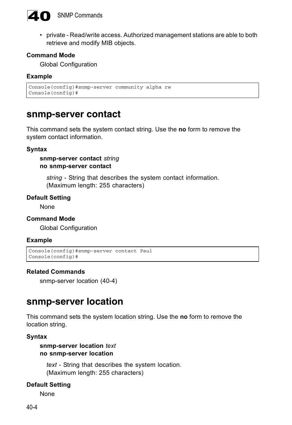 Snmp-server contact, Snmp-server location | Accton Technology Direk Tronik ES4524D User Manual | Page 340 / 588
