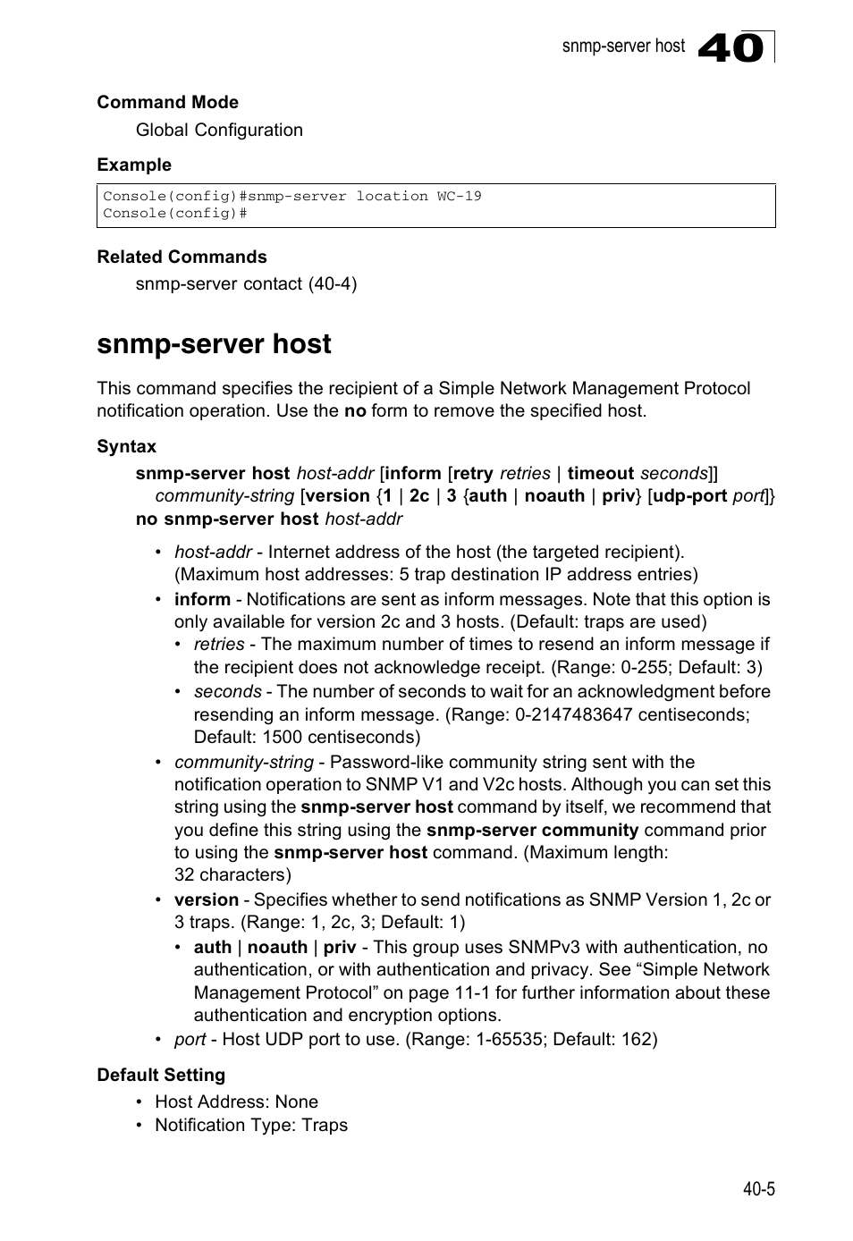 Snmp-server host | Accton Technology Direk Tronik ES4524D User Manual | Page 341 / 588