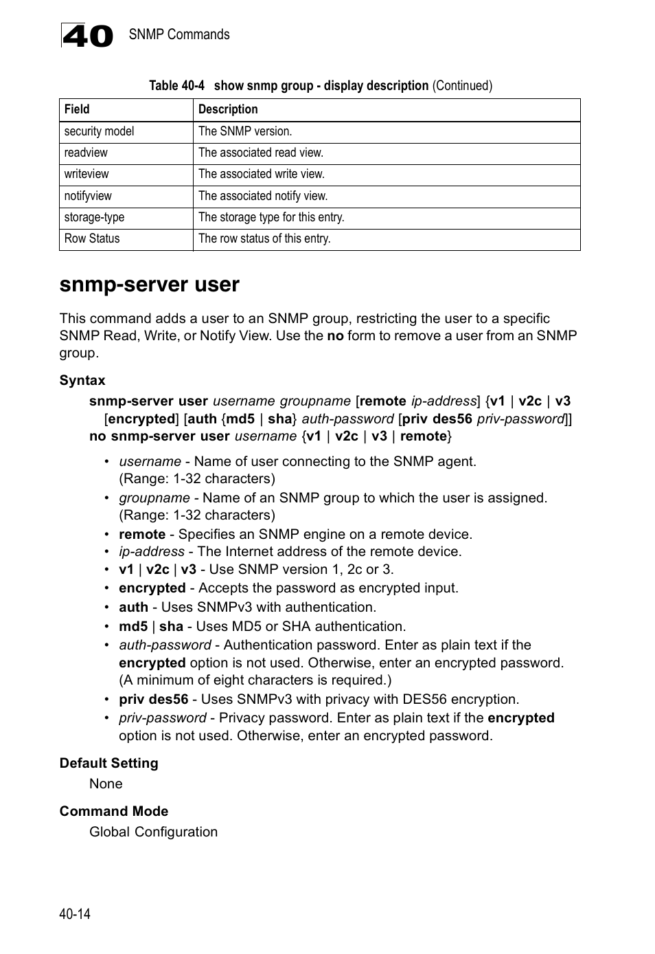 Snmp-server user, Snmp-server user c | Accton Technology Direk Tronik ES4524D User Manual | Page 350 / 588