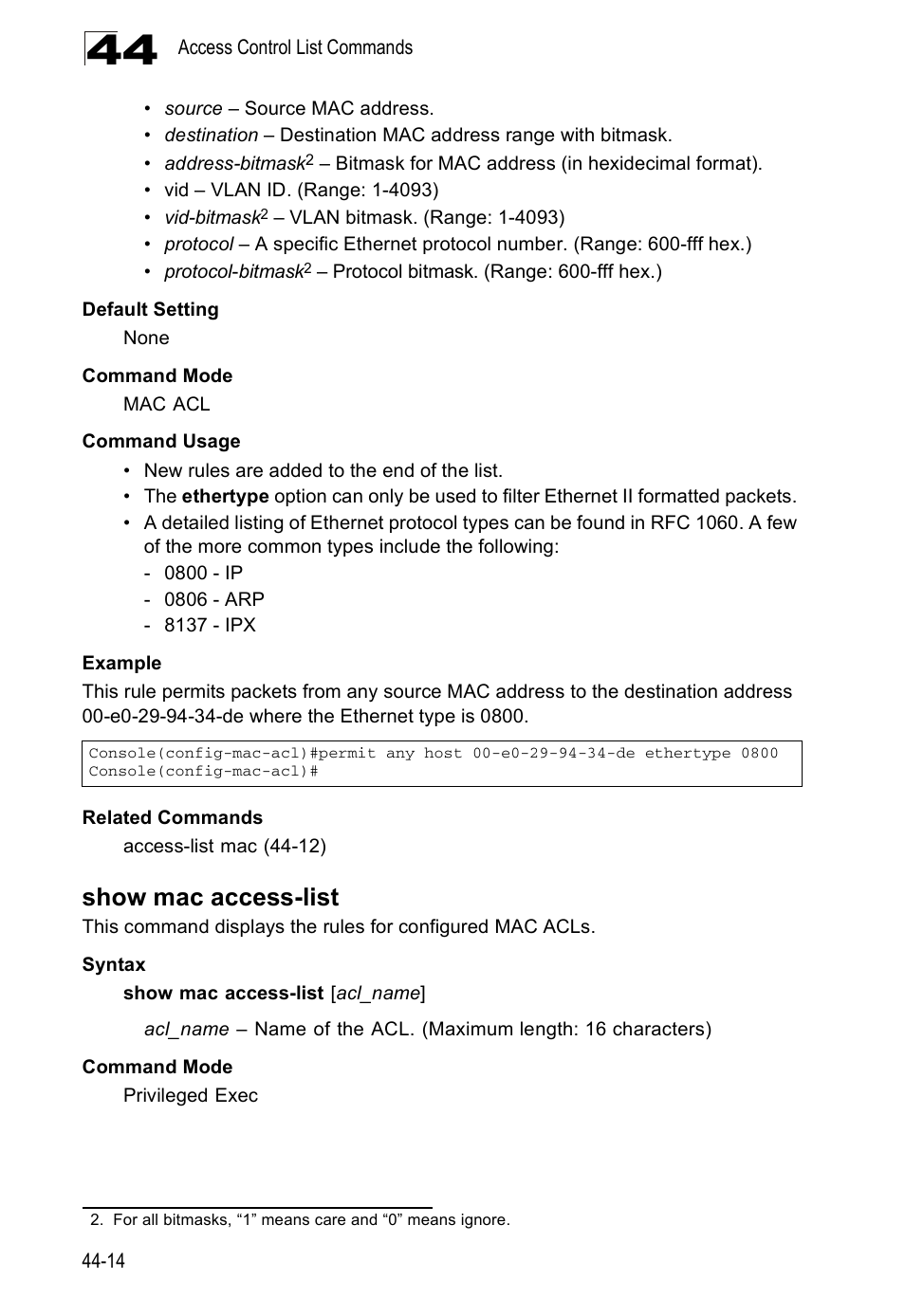 Show mac access-list | Accton Technology Direk Tronik ES4524D User Manual | Page 402 / 588