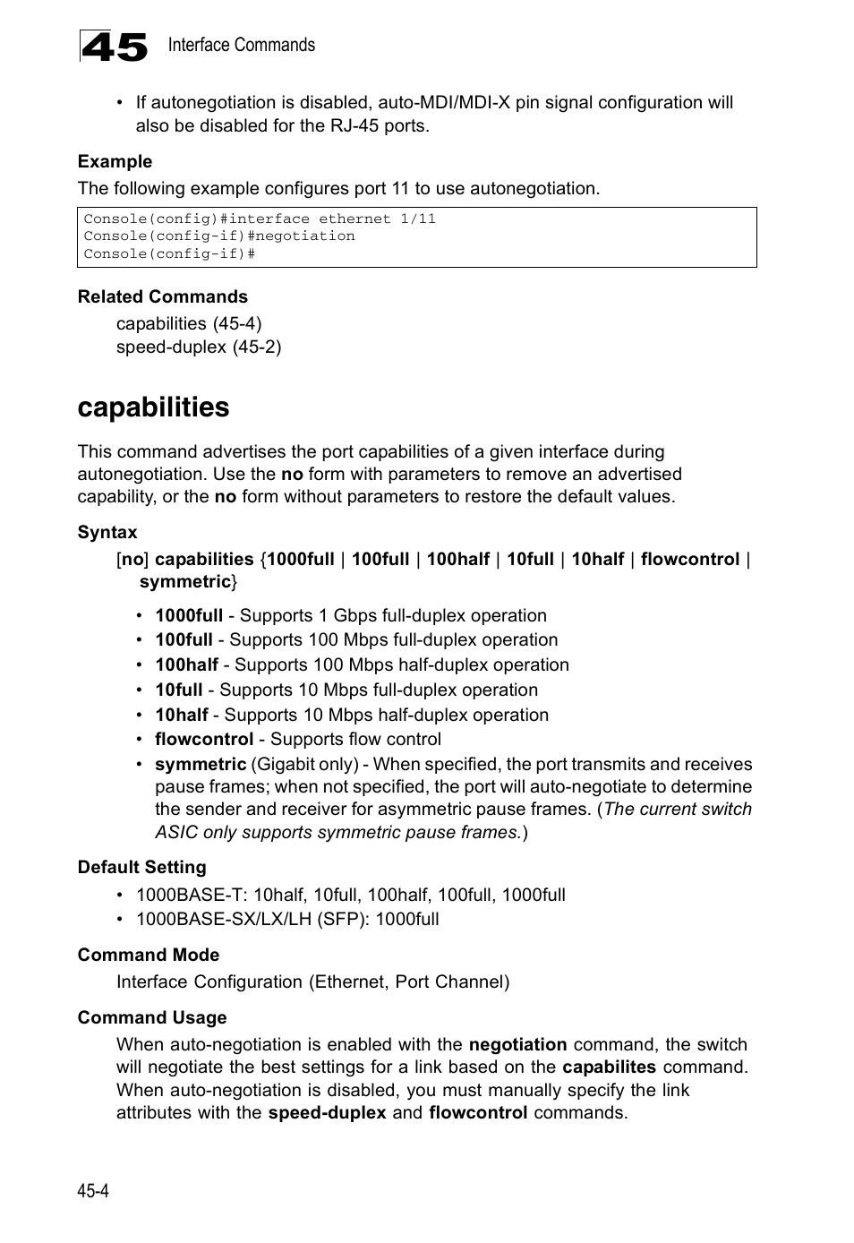 Capabilities, Capabilities 45-4 | Accton Technology Direk Tronik ES4524D User Manual | Page 410 / 588