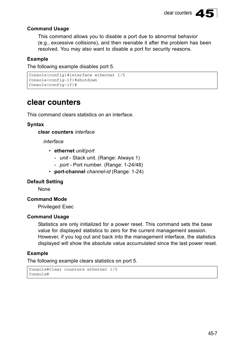 Clear counters | Accton Technology Direk Tronik ES4524D User Manual | Page 413 / 588