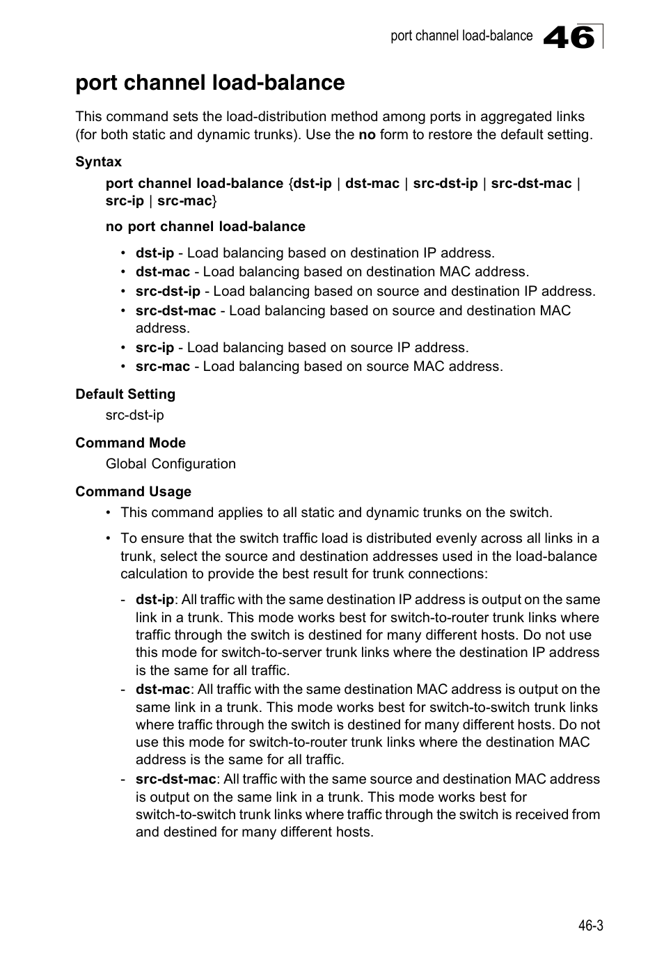 Port channel load-balance | Accton Technology Direk Tronik ES4524D User Manual | Page 421 / 588