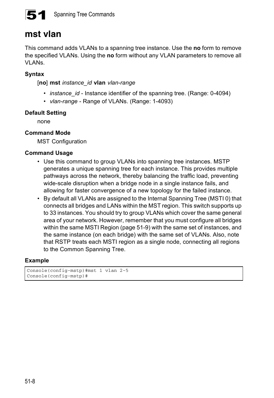 Mst vlan, Mst vlan (51-8) | Accton Technology Direk Tronik ES4524D User Manual | Page 448 / 588