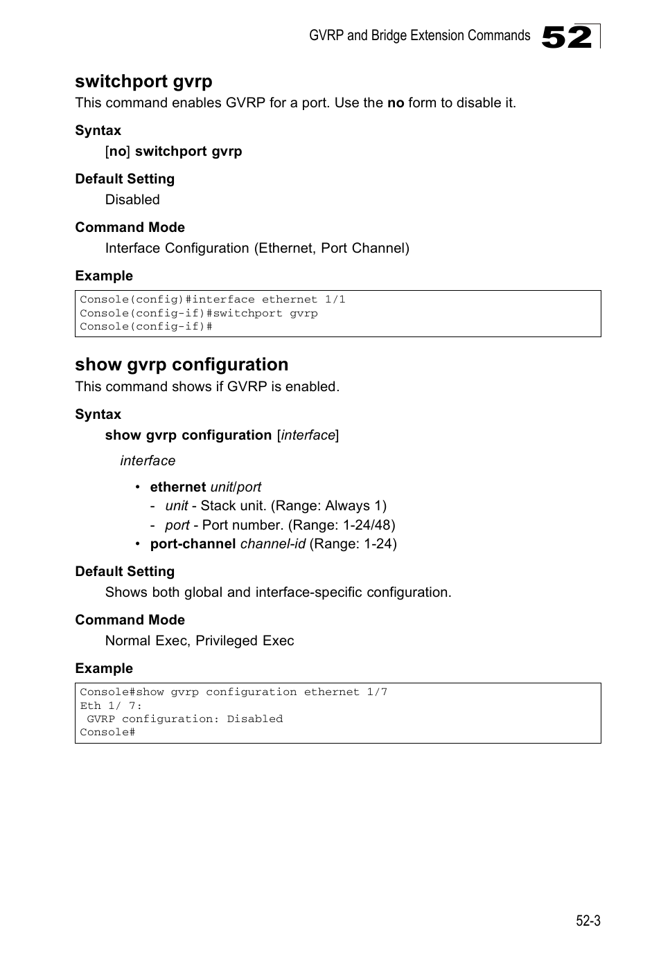 Switchport gvrp, Show gvrp configuration | Accton Technology Direk Tronik ES4524D User Manual | Page 463 / 588