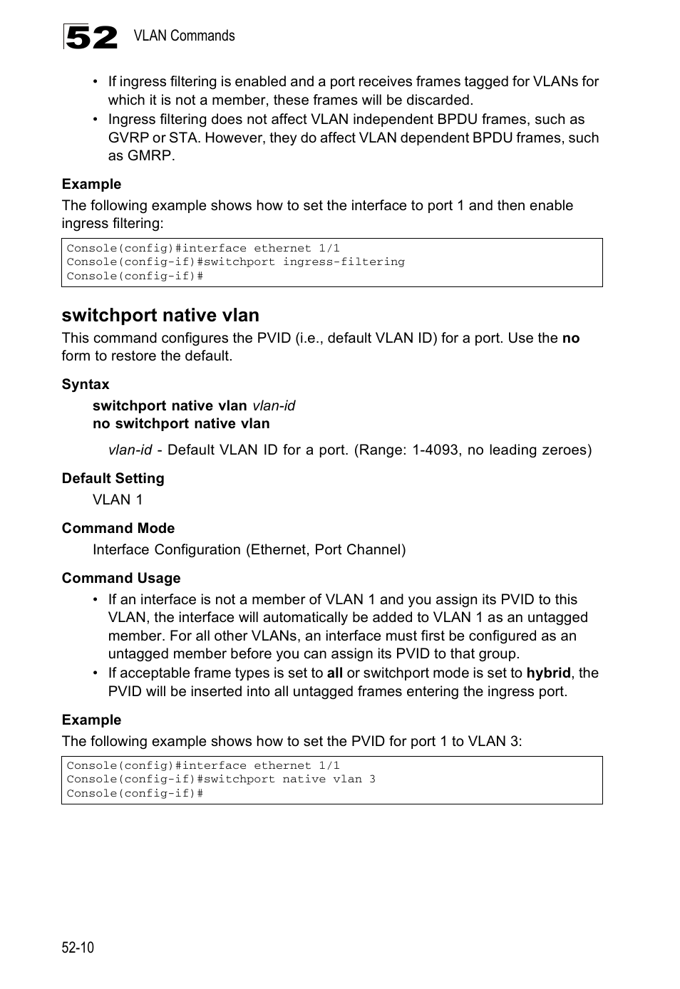 Switchport native vlan | Accton Technology Direk Tronik ES4524D User Manual | Page 470 / 588