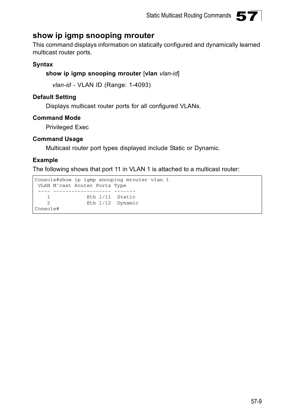 Show ip igmp snooping mrouter | Accton Technology Direk Tronik ES4524D User Manual | Page 517 / 588