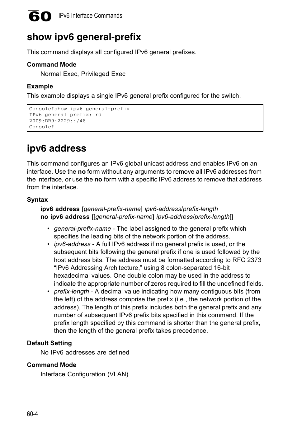 Show ipv6 general-prefix, Ipv6 address | Accton Technology Direk Tronik ES4524D User Manual | Page 536 / 588