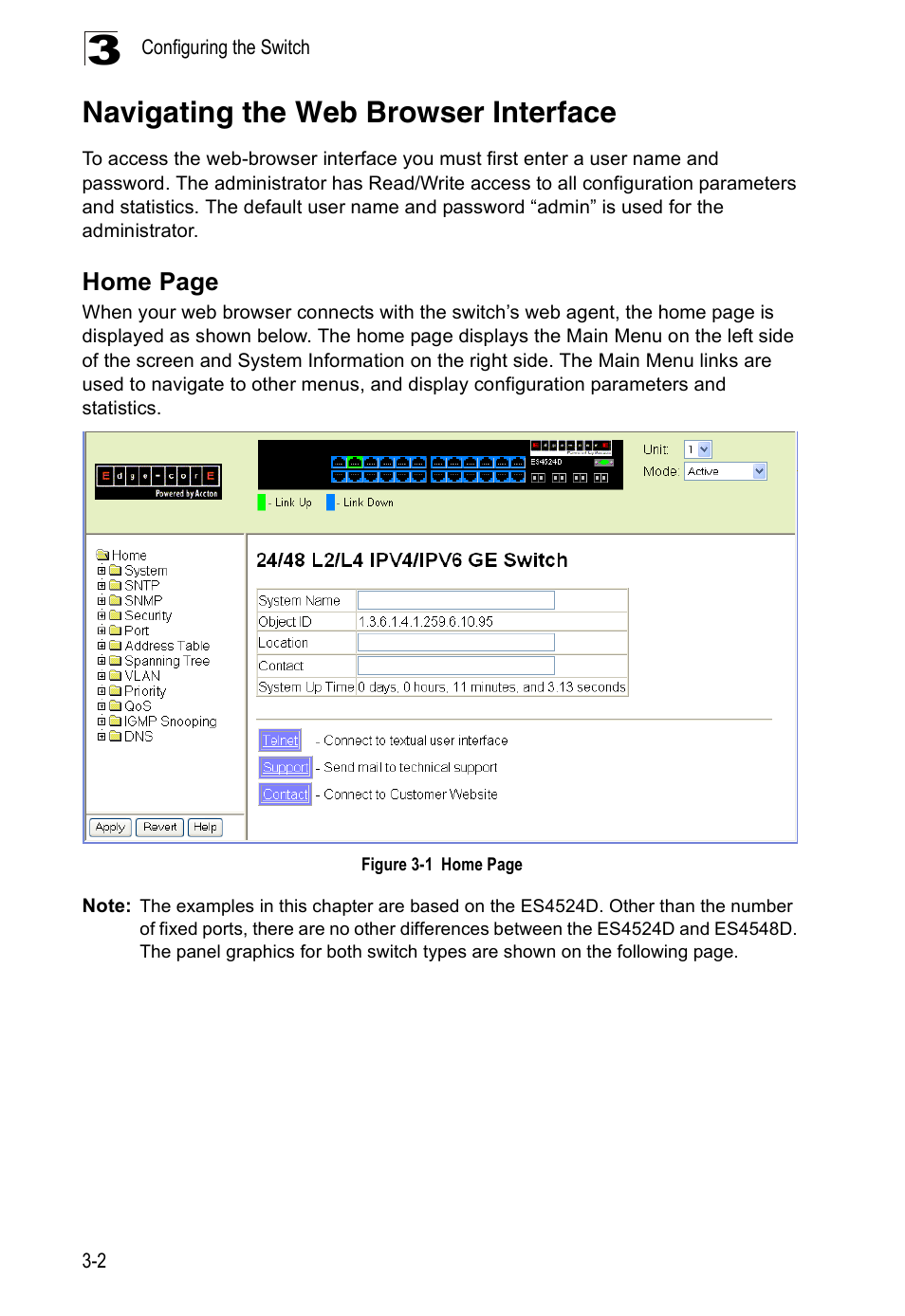 Navigating the web browser interface, Figure 3-1 | Accton Technology Direk Tronik ES4524D User Manual | Page 54 / 588